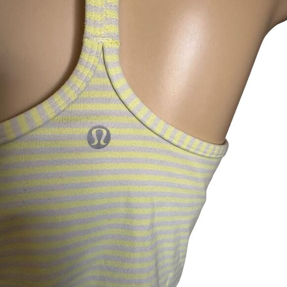 Lululemon Athletica Power Y yellow gray striped Racer Back bra Tank size 6 - Picture 3 of 6